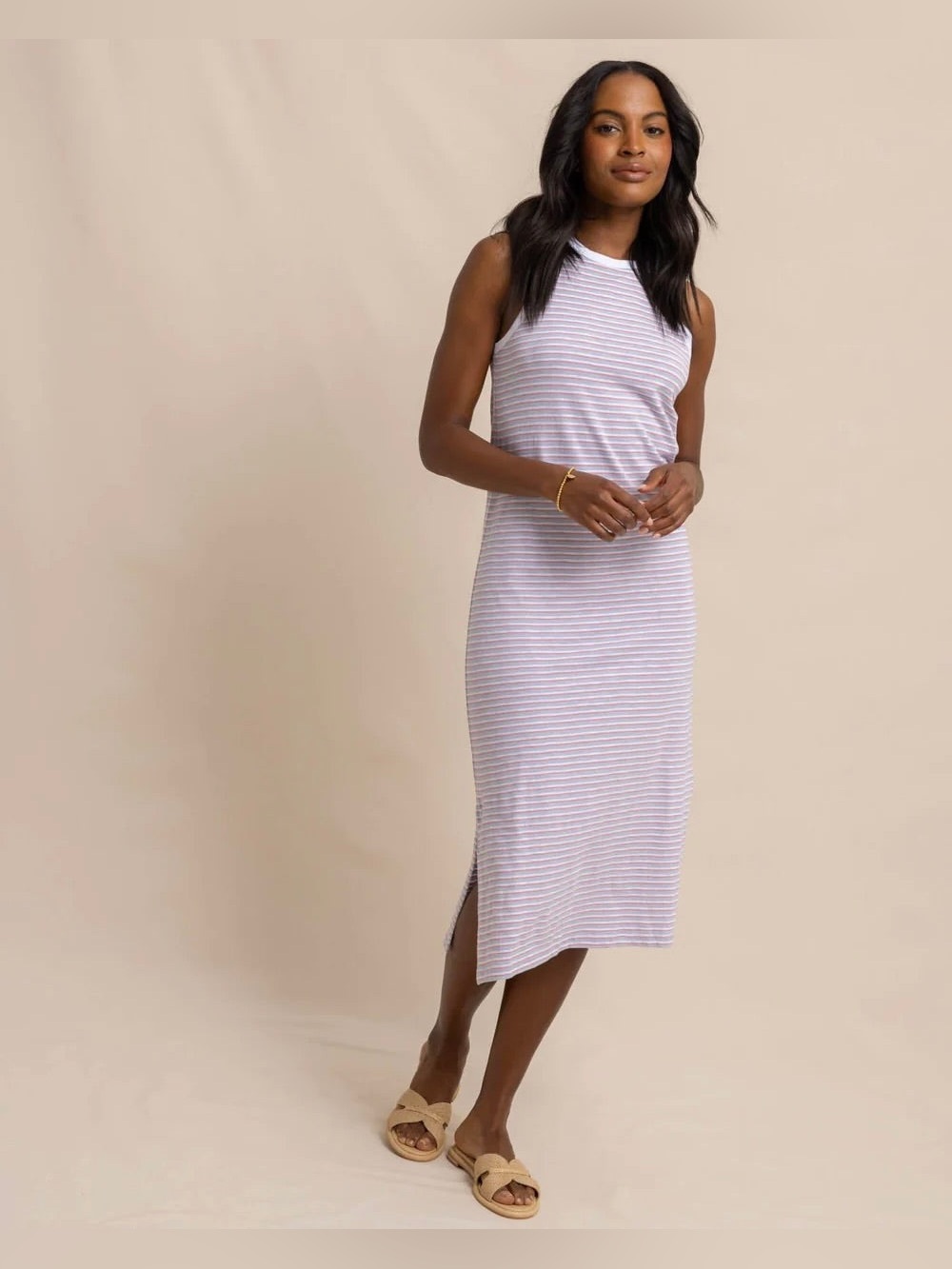 🆕 Southern Tide Sun Farer Stripe Midi Tank Dress Comfy Coastal Summer Preppy